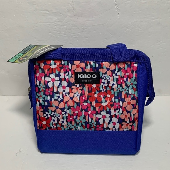 Igloo Insulated Collapsible Cooler Tote Bag Blue Floral NWT - Picture 2 of 11